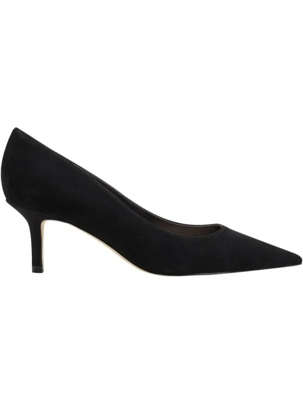 Women's Black Suede Modern Pointed Toe Alola Casual Pumps Pull On Heel Shoes